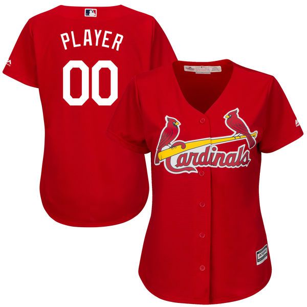 Women St. Louis Cardinals Majestic Red Scarlet Cool Base Alternate MLB Jersey->customized mlb jersey->Custom Jersey